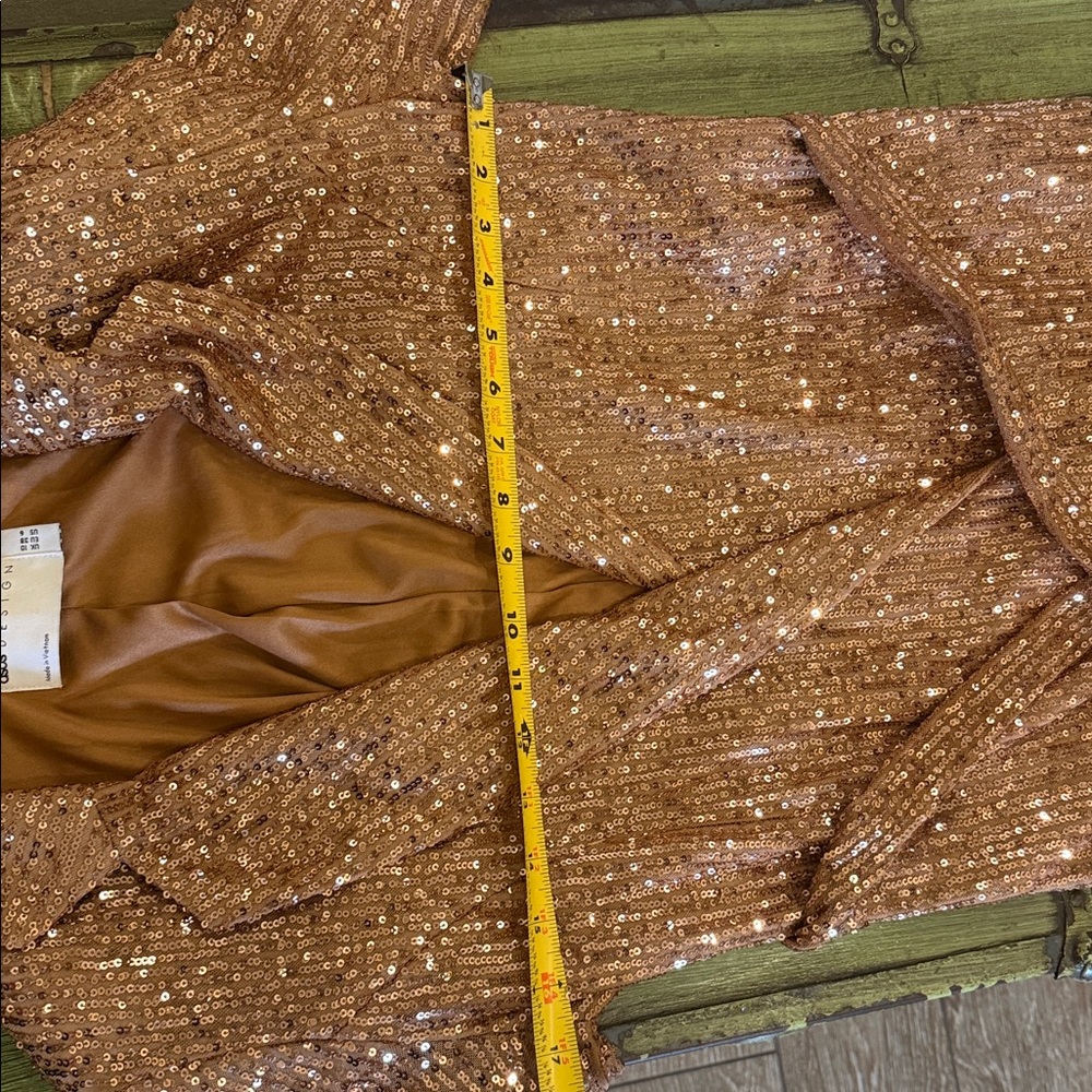 ASOS DESIGN jersey sequin wrap suit blazer in rose gold - Picture 7 of 7